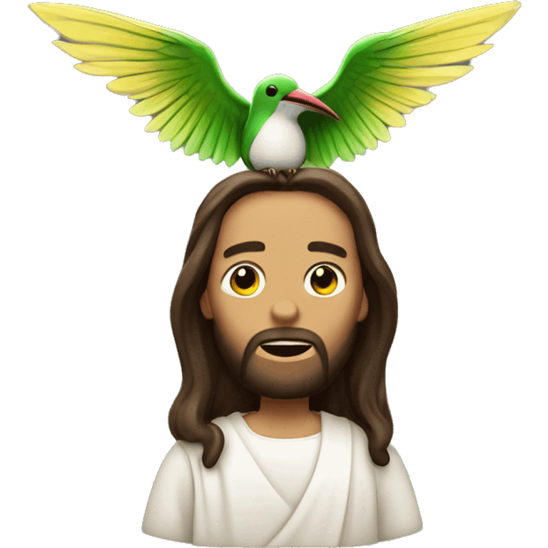 Jesus with humming bird emoji