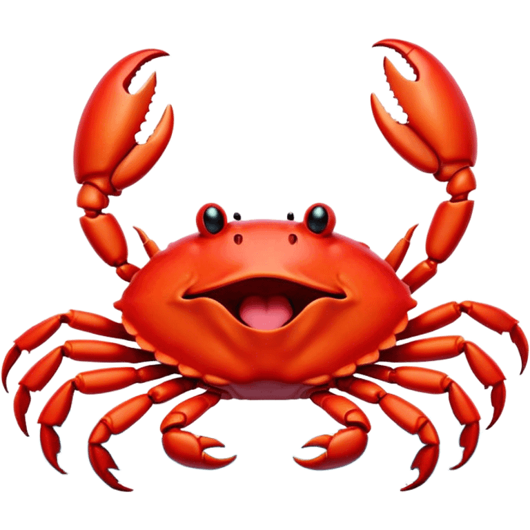 Cinematic Cute Yawning Red Crab Portrait Emoji, Head tilted slightly with a dramatic, wide-open yawn, showcasing a vivid, scarlet exoskeleton with softly drooping antennae and eyes half-closed in drowsy contentment, Simplified yet irresistibly adorable features, highly detailed, glowing with a soft, cozy oceanic glow, high shine, relaxed yet expressive, stylized with a dash of whimsical seaside charm, soft glowing outline, capturing the essence of a drowsy yet affectionate red crab that appears ready to scuttle out for a nap! emoji