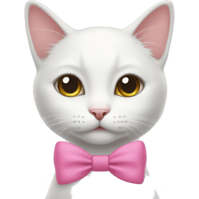 White cat with a pink bow on a tale emoji