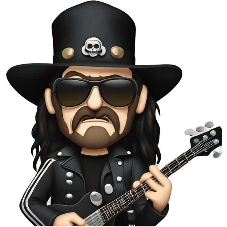 Lemmy Killmister from Motorhead with mutton chops holding Rickenbacker bass emoji