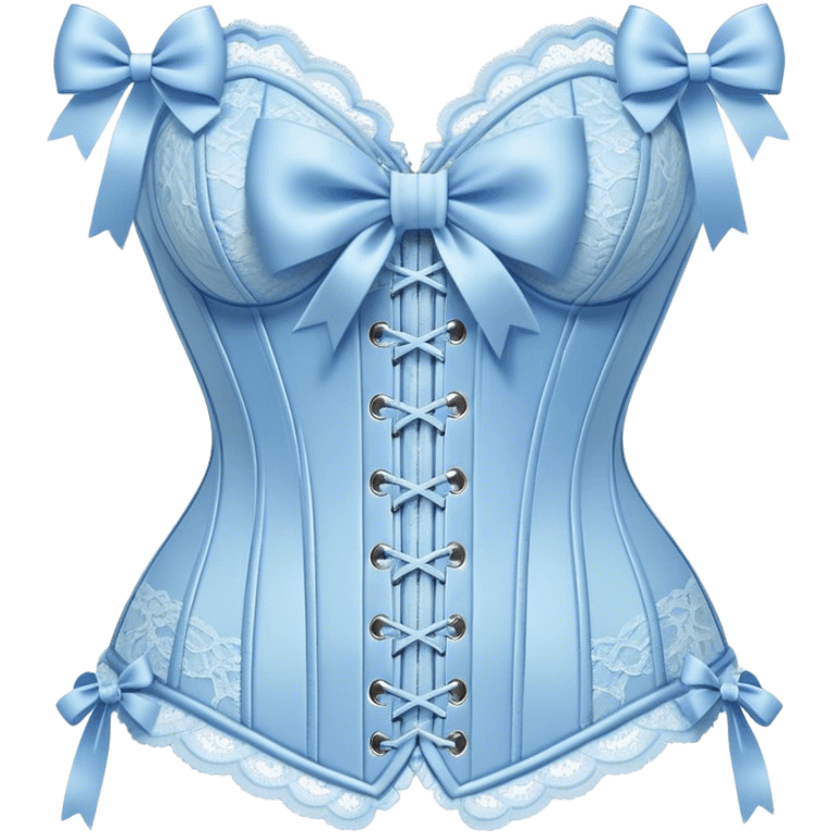 pastel blue lace corset with bows emoji