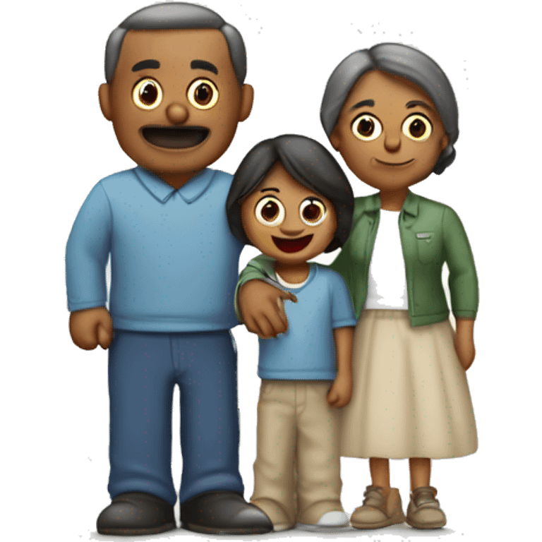 familia papá, mamá y 3 n emoji