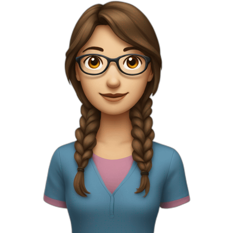 Une fille avec brune avec deux mèche décoloré et des lunettes emoji