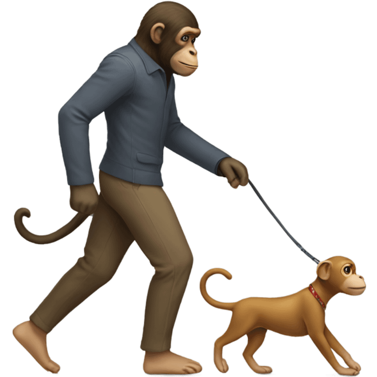 Monkey walking a dog emoji