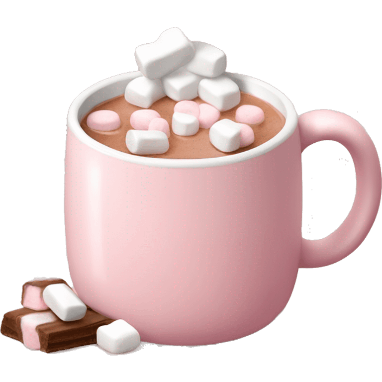 Light Pink mug of hot chocolate with marshmallows  emoji