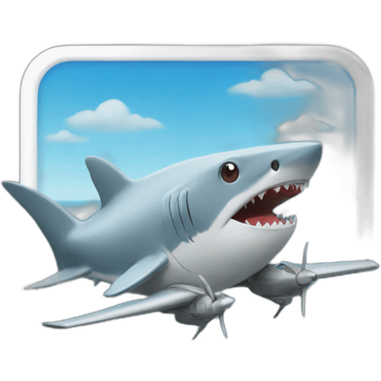 Shark driving a plane emoji