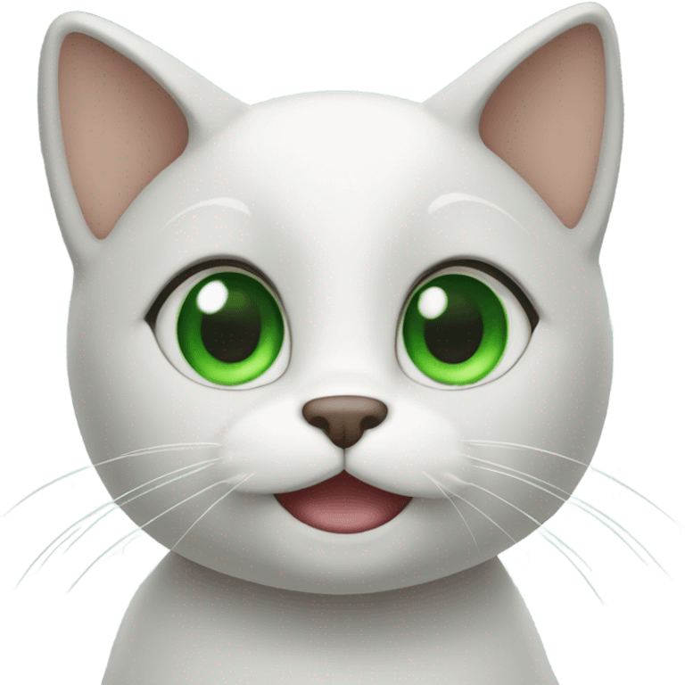 Cat with green eyes waving emoji