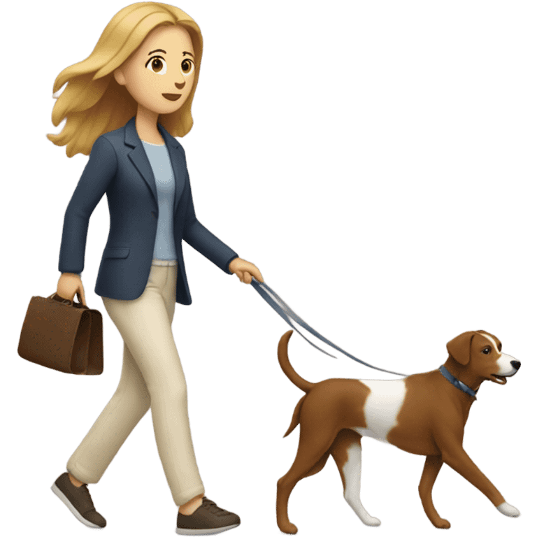 White woman walking one brown dog emoji