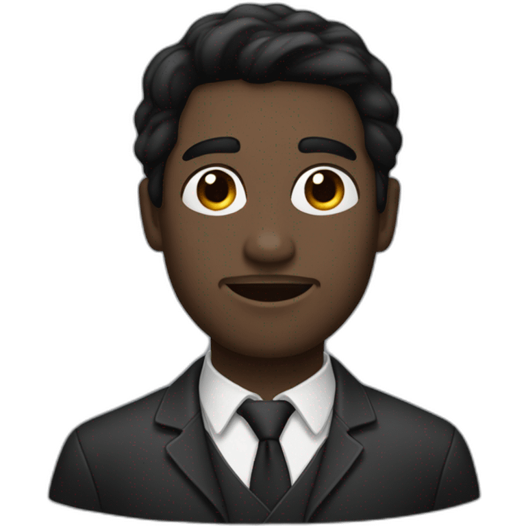 A dark-skinned man with smooth black hair styled to the right emoji