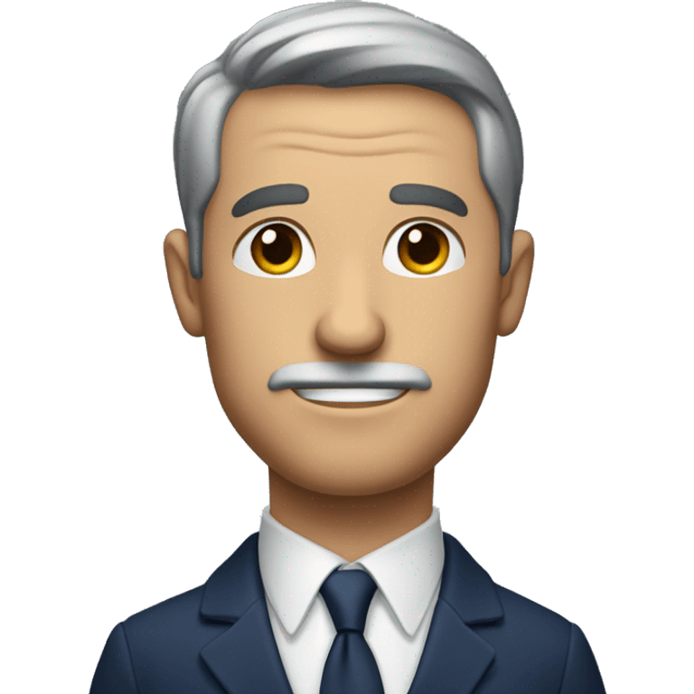 a man has no mustache or beard, he is dressed in a navy suit and carries a telescope emoji