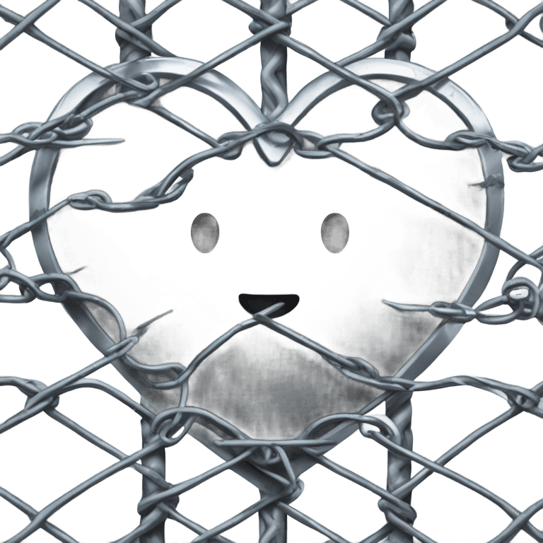 A heart encircled by chain link fence topped with razor wire  emoji