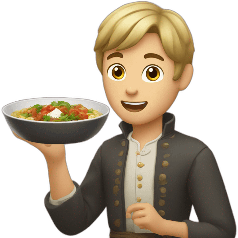 georgian (the country) boy eating Georgian dish emoji