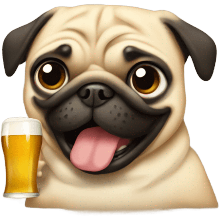 Pug with beer emoji