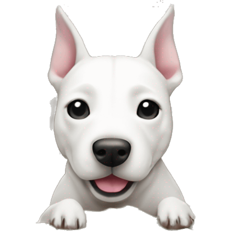 White bull terrier burying money  emoji