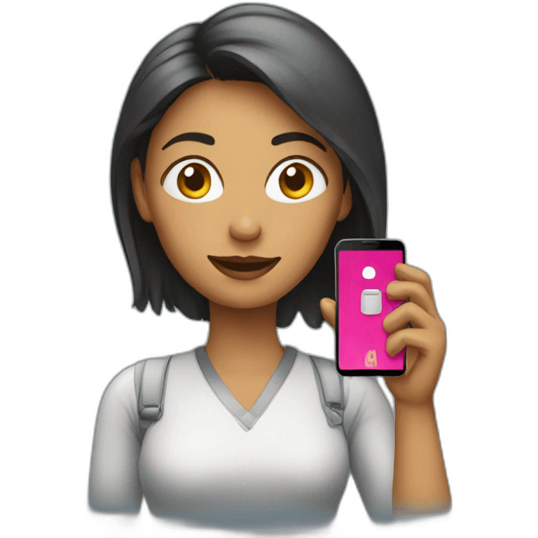 a woman with mobile emoji