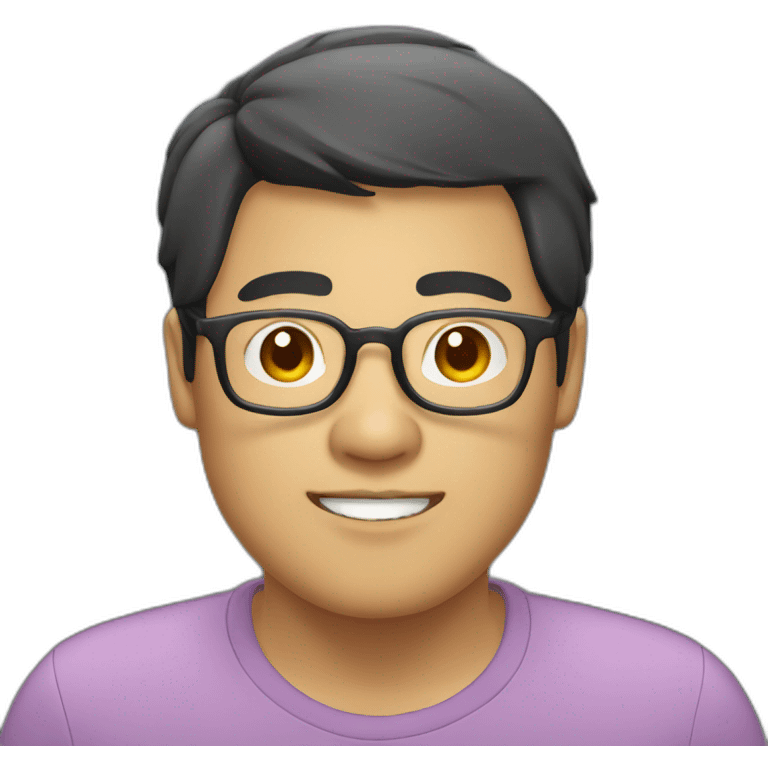 heavy asian guy with neck length hair wearing spectacles emoji