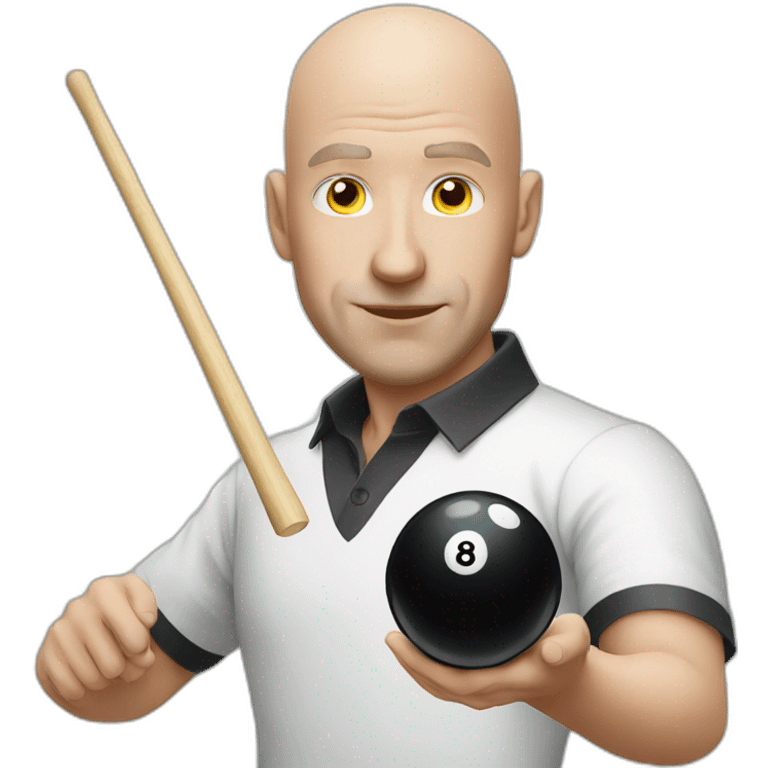 A white bald Man playing 8ball emoji