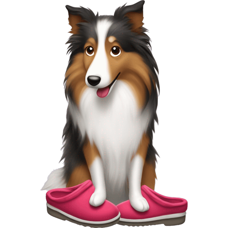 Shetland sheepdog stealing slippers emoji