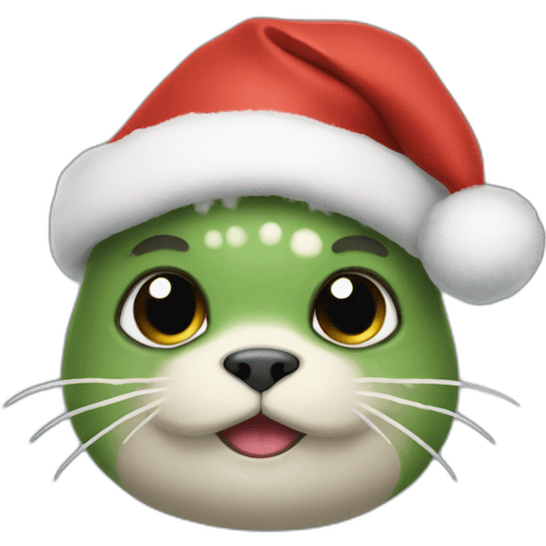 Grogu wearing a Christmas hat  emoji