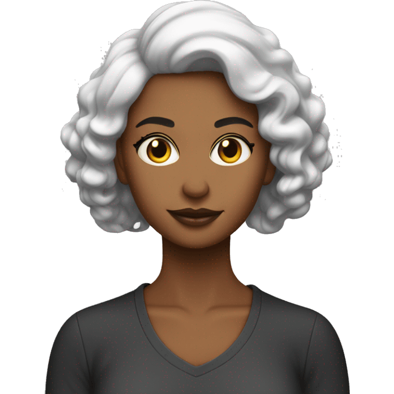 Mujer morena pelo corto negro liso emoji