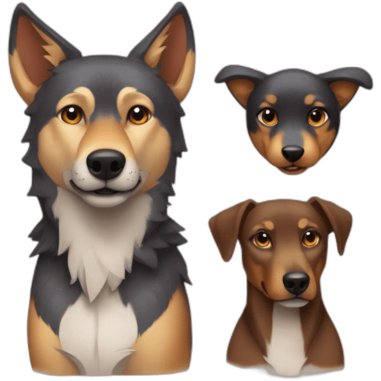 Wolf with Daschhund and Minpin like friends emoji