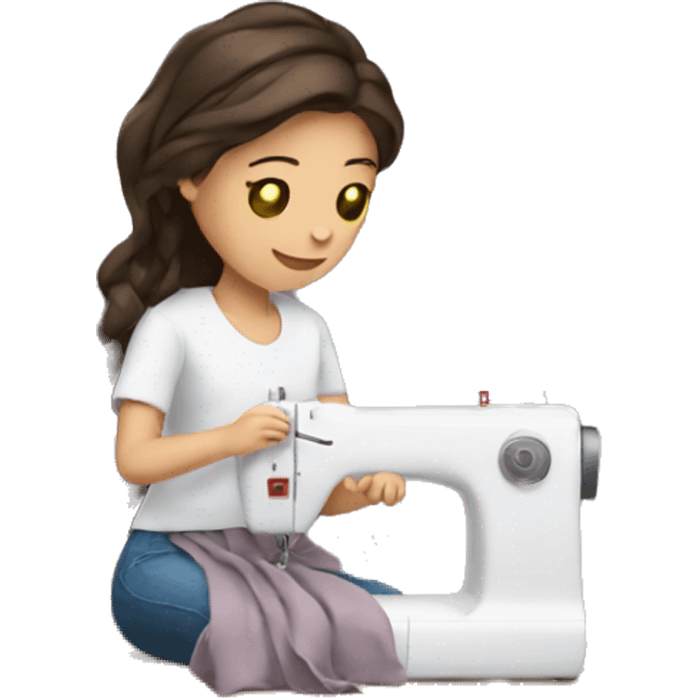 Brunette girl sewing  emoji