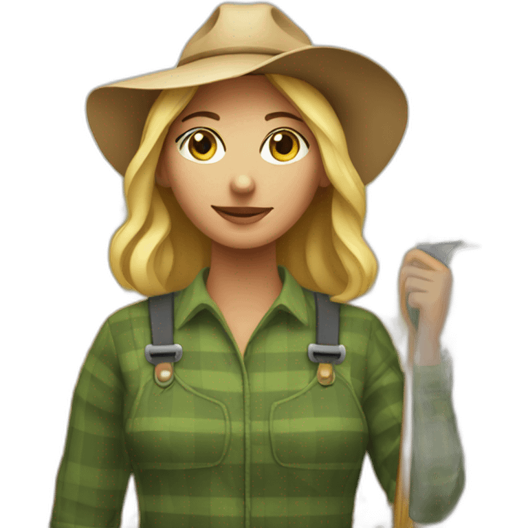 woman farmer pitchfork emoji