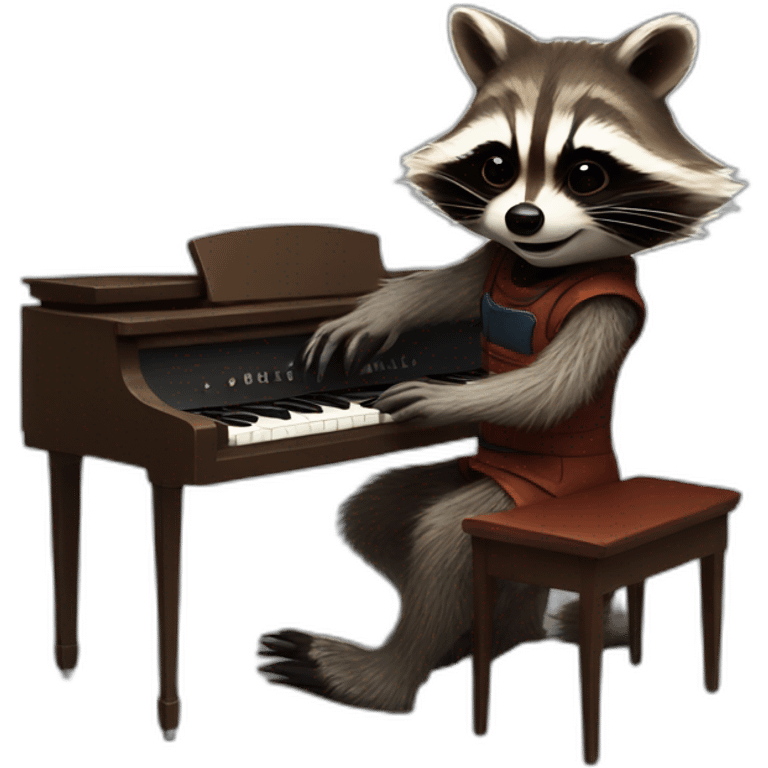 Rocket Raccoon playing piano emoji