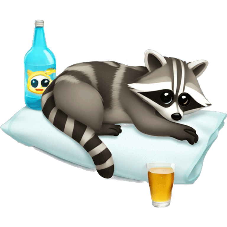 drunk raccoon lying on his back drinking from a bottle emoji