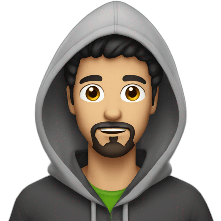 Dark hair man with goatee beard and hoodies emoji