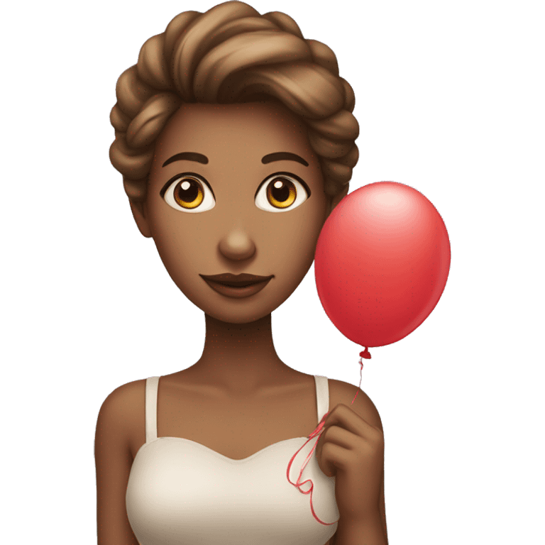 Beautiful girl with balloon in hands emoji