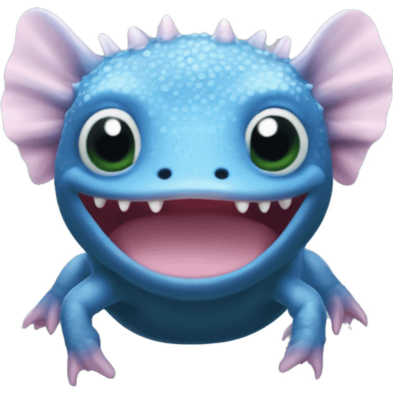 Un axolotl bleu foncé avec ses "oreilles" verte   emoji