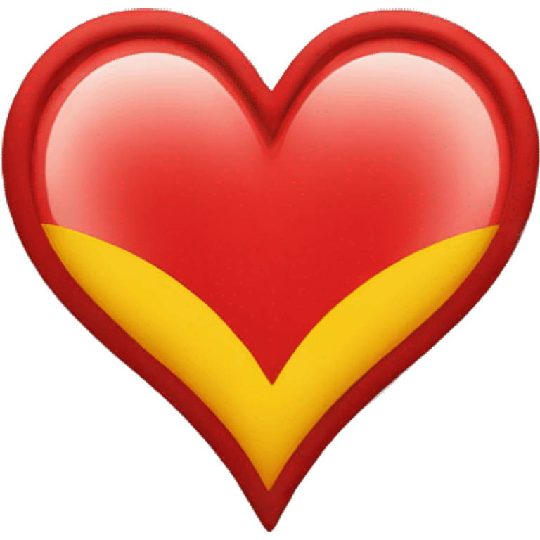 Heart emoji with top half yellow and below part red. emoji