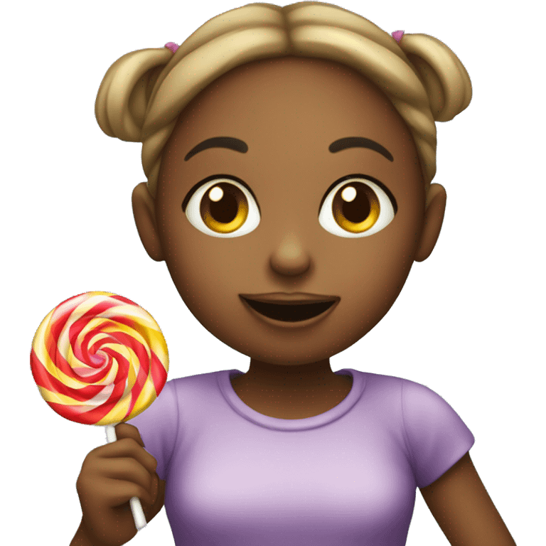 Girl eating lollipops  emoji