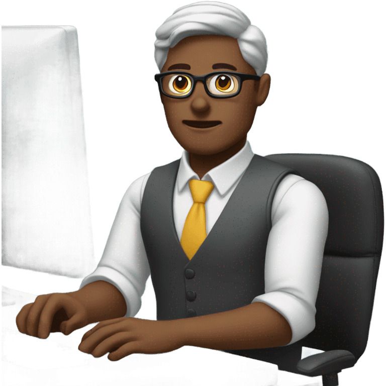 A bespectacled employer on their computer emoji