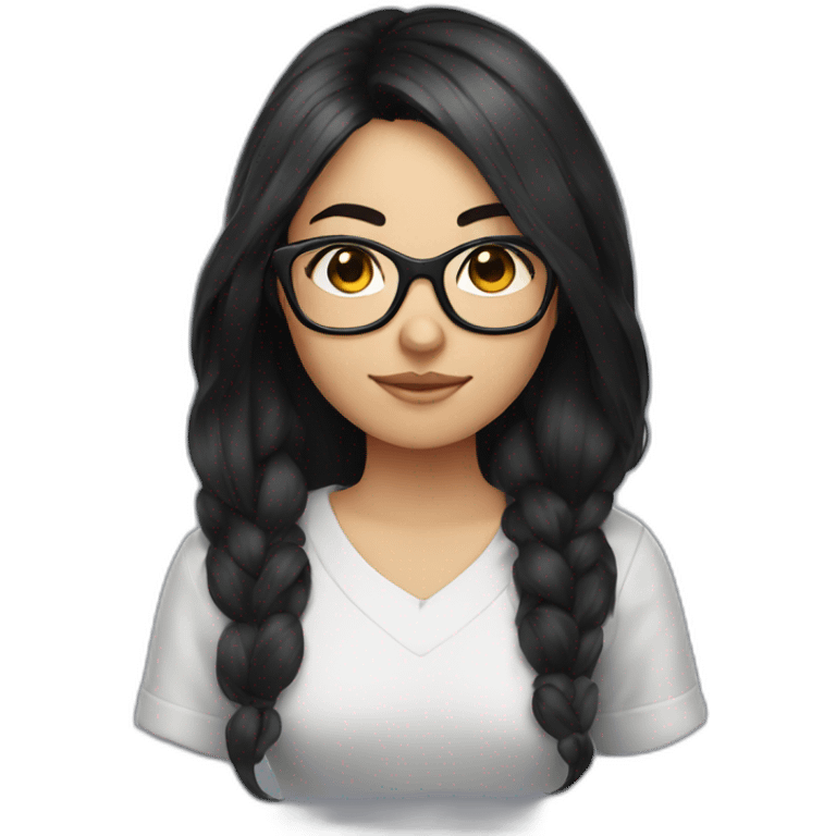 Gamer girl, with black hair and glasses emoji