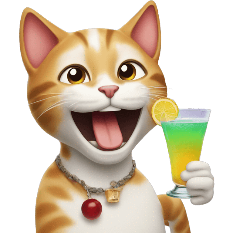 happy cat with cocktail emoji