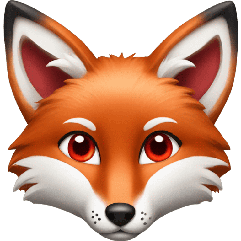 deep lush red fox face with tiny red heart instead of eyes emoji