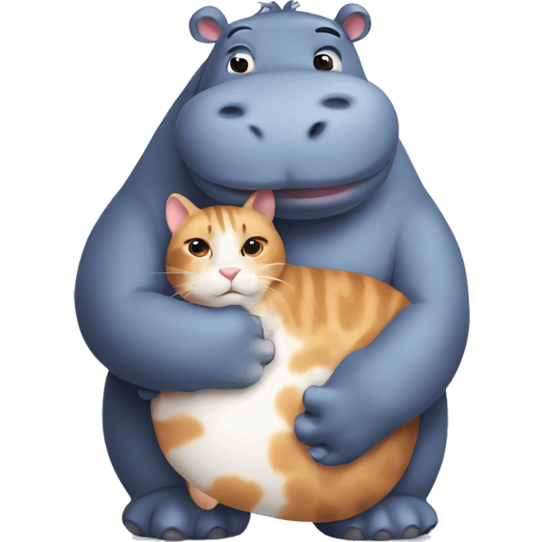 a hippo who is hugging a cat  emoji