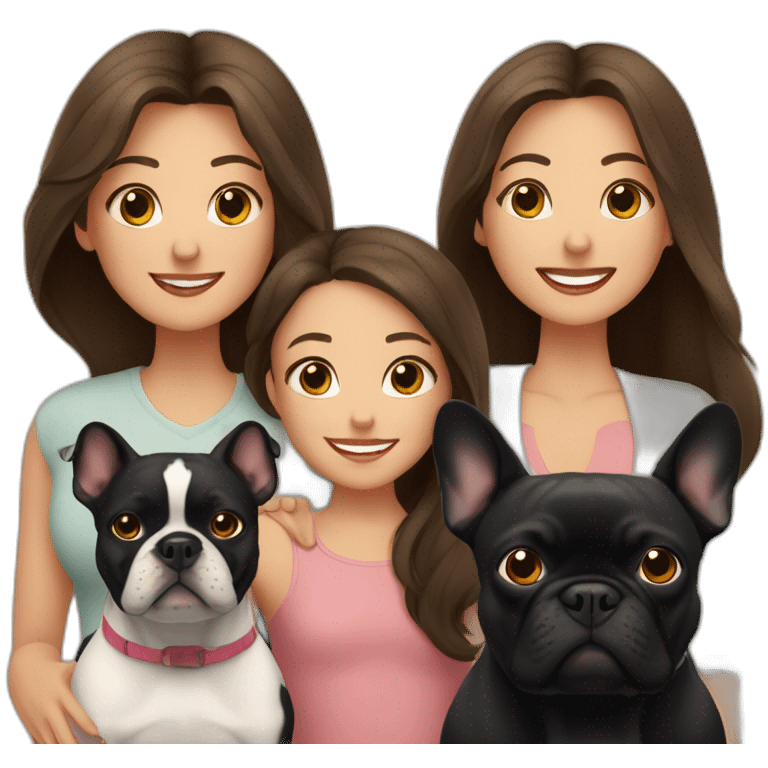 Family-with-father-mother-two-brunettes-daughters-and-black-French-bulldog emoji