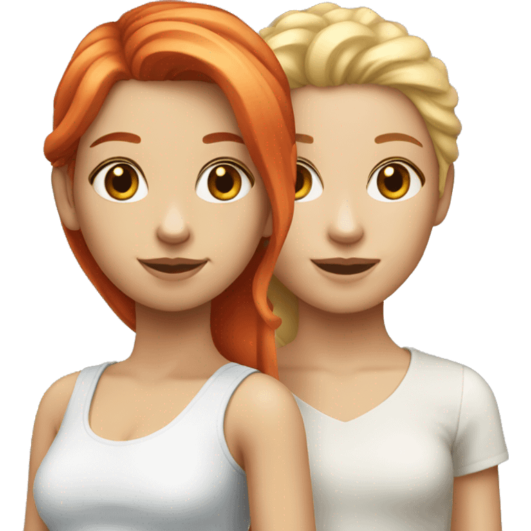 Girl with blond hair and girl with red hair emoji