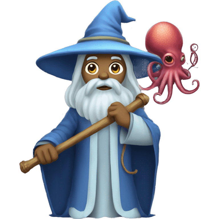 Wizard with an octopus head and staff emoji