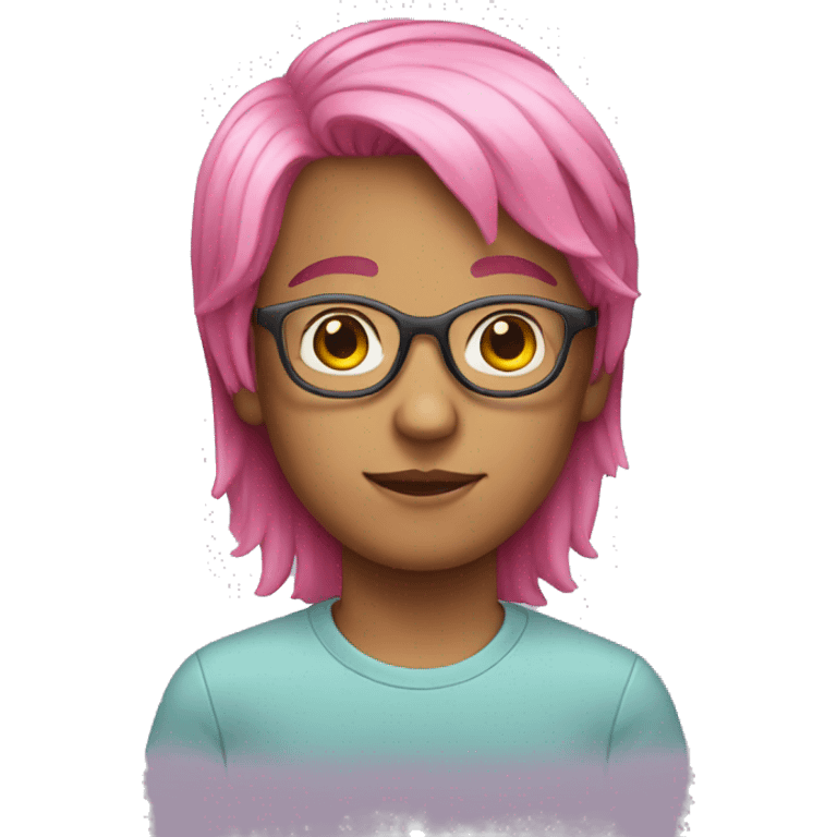 Pink haired glasses 11 year old boy emoji