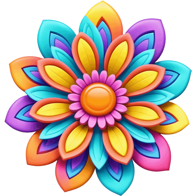 3D, ultra detailed Psychedelic colored flower power sign emoji