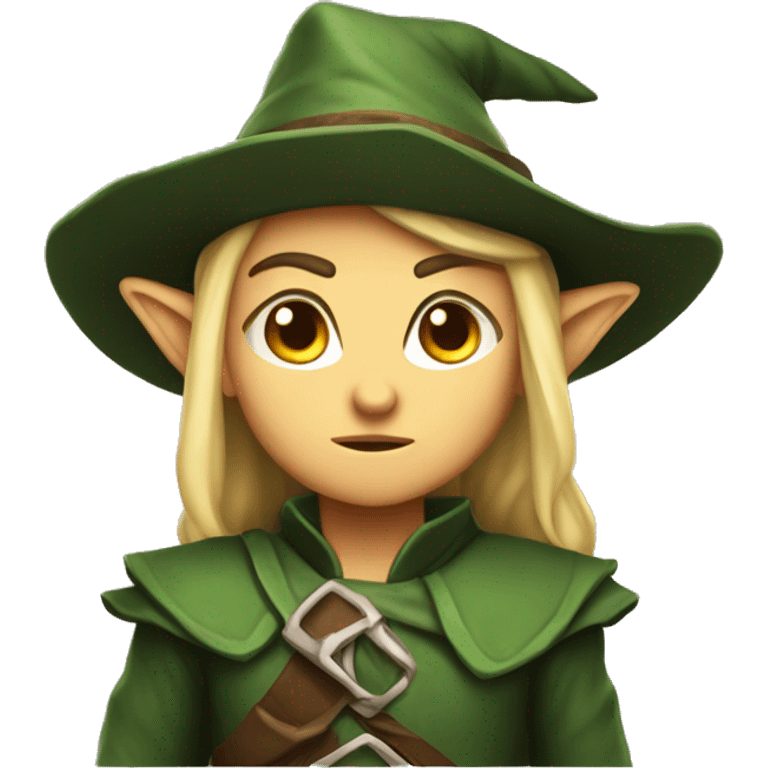 Fierce elf ranger wearing fedora  emoji