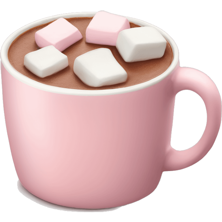 Light Pink mug of hot chocolate with marshmallows  emoji