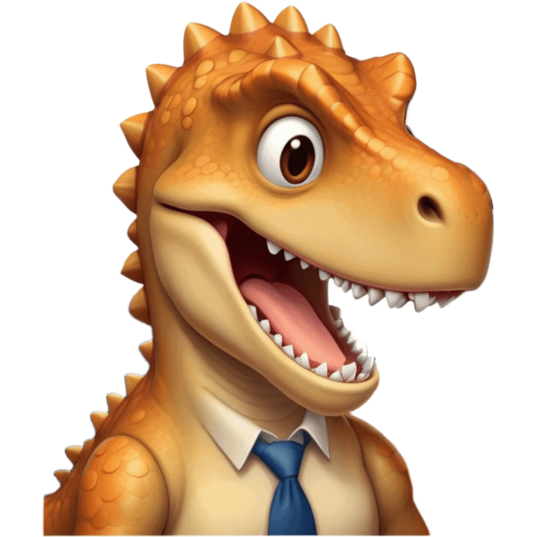 face of an office dinosaur laughing  emoji