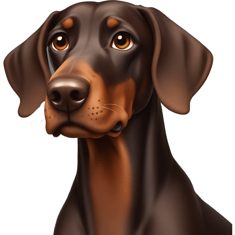 Barking chocolate doberman with floppy ears emoji