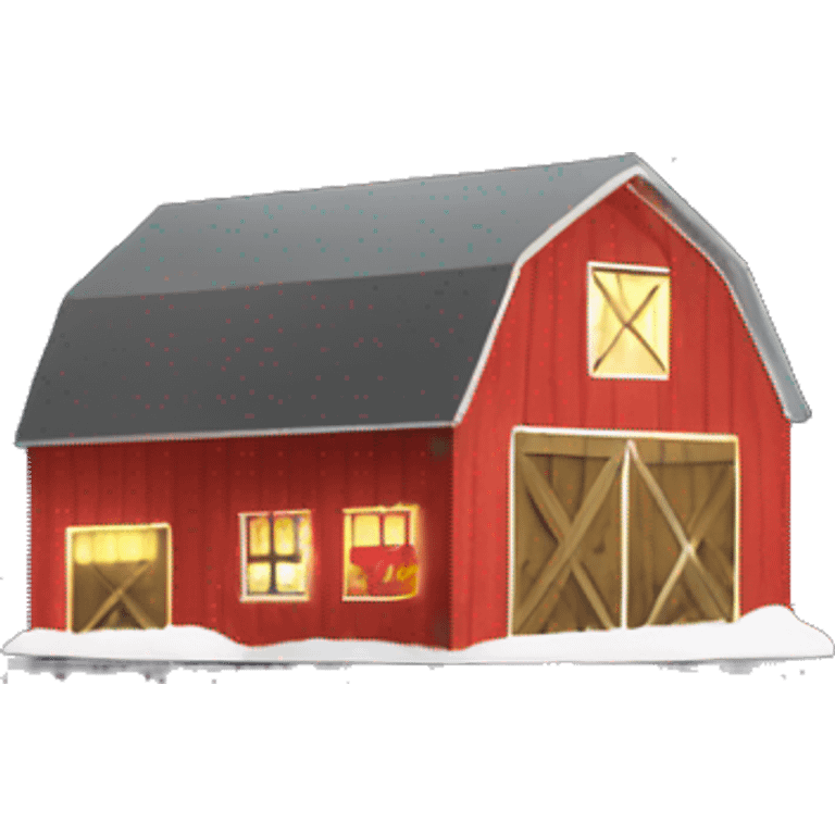 Barn with Christmas lights emoji