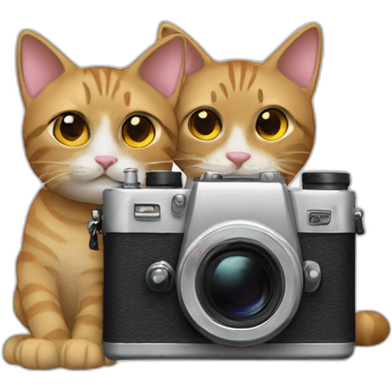 two cats with camera emoji